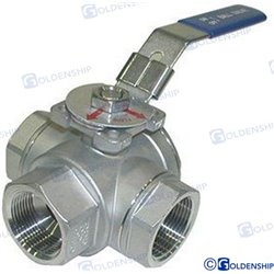 VALVULA 3 VIAS  INOX  1/2"