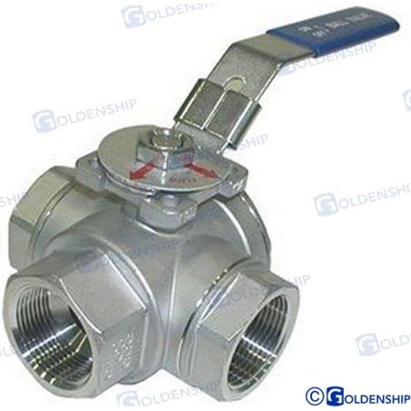 VALVULA 3 VIAS  INOX  1/2"