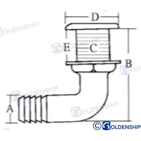 PASACASCOS NYLON/INOX 90º  1-1/8"